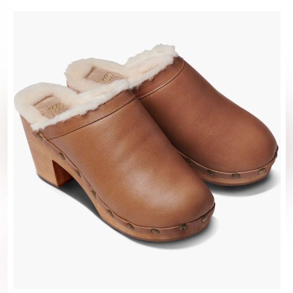 beek Brown Leather Mules with Cream Lining
